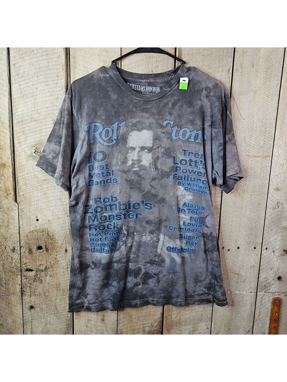 Rolling Stone Magazine Rob Zombie Cover Graphic T-Shirt Mens Large Gray Tie Dye